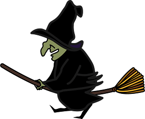 Witch is riding on her broomstick