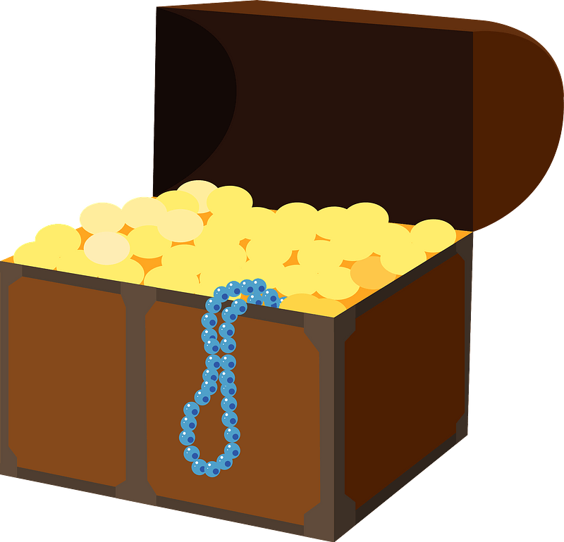 Treasure box of coins