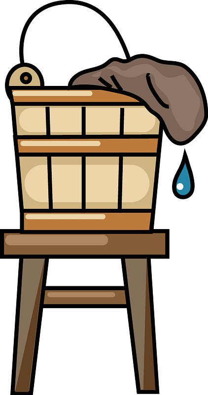 Wooden bucket on a stool