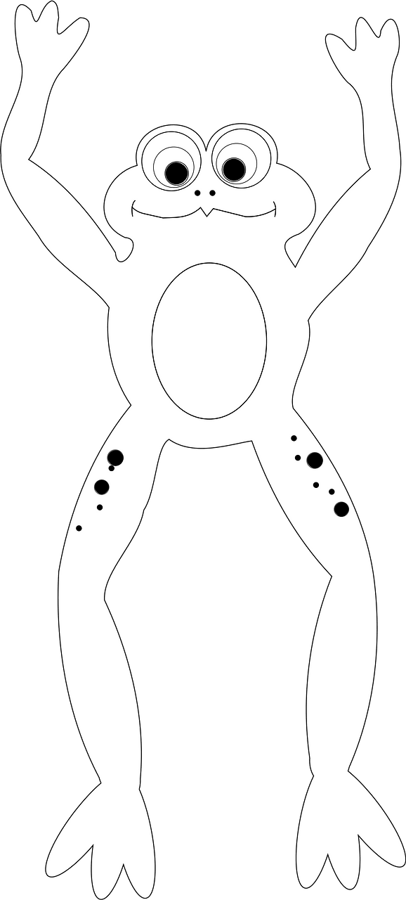 Cartoon frog - black and white