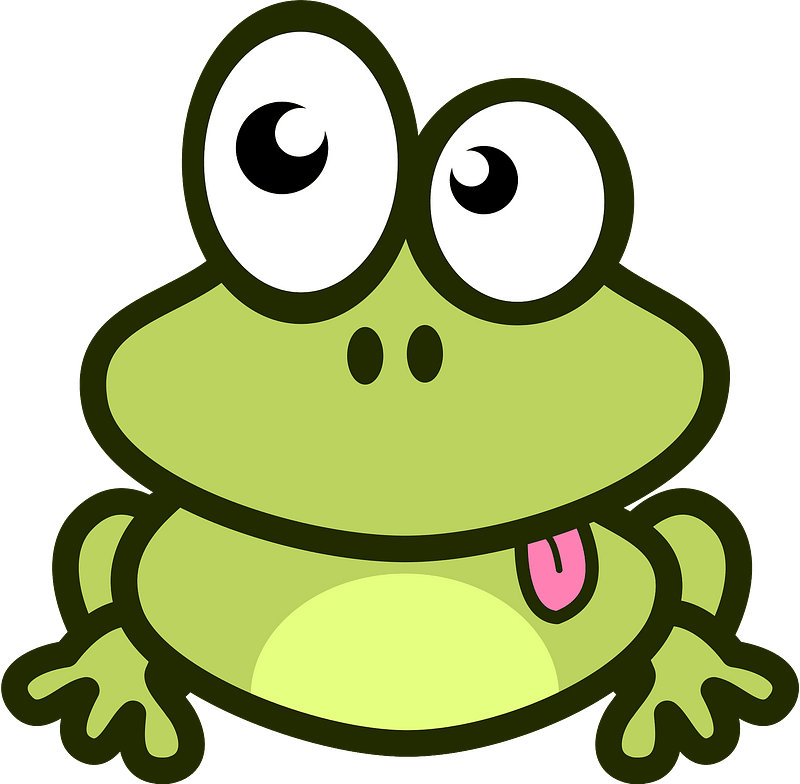 Cartoon frog showing tongue
