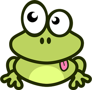 Cartoon frog showing tongue