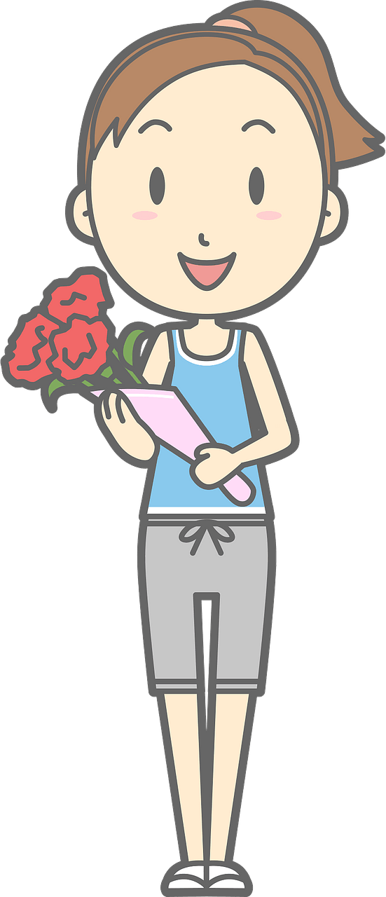 (Lisa) Woman is holding a carnation bouquet