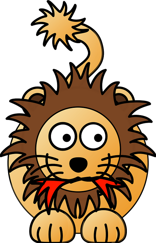 Smiling Lion with Something Red in its Mouth