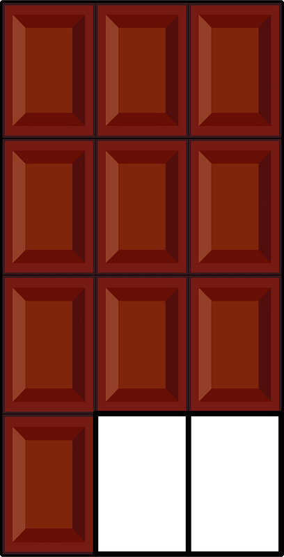 Dark Brown Chocolate Bar Fraction 10/12