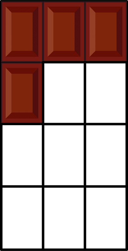 Dark Brown Chocolate Bar Fraction 4/12