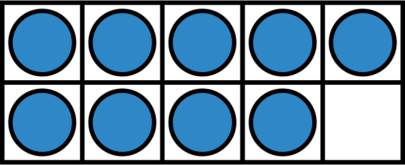 Blue Ten Frames 9|10