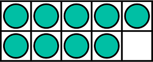 Teal-Green Ten Frames 9|10