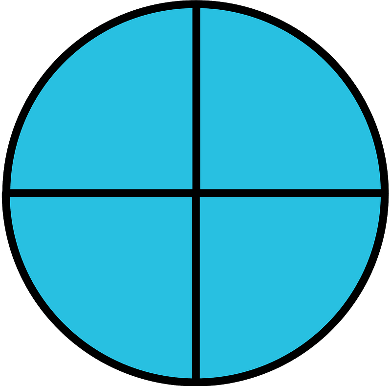 Cerulean-Blue Circle Fractions 4|4