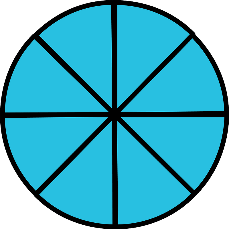 Cerulean-Blue Circle Fractions 8|8