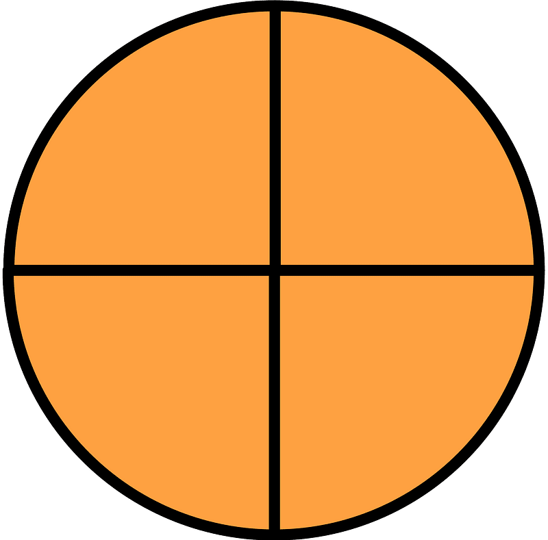 Orange Circle Fractions 4|4