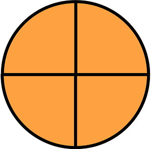 Orange Circle Fractions 4|4