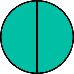 Teal-Green Circle Fractions 2|2