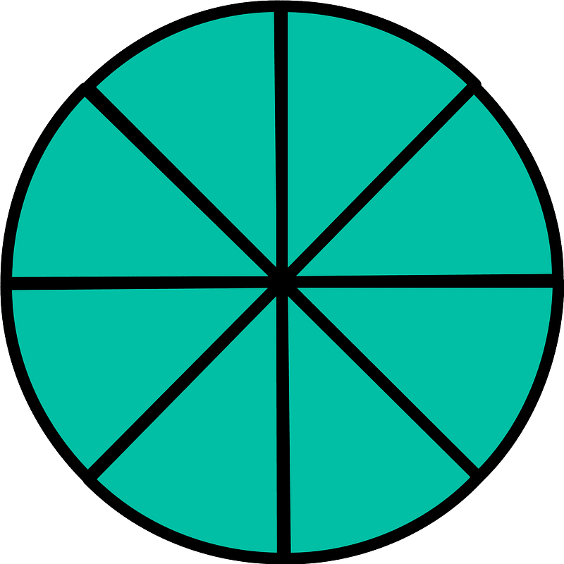 Teal-Green Circle Fractions 8|8