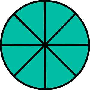Teal-Green Circle Fractions 8|8