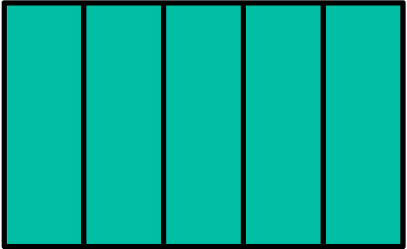 Teal-Green Rectangle Fractions 5|5