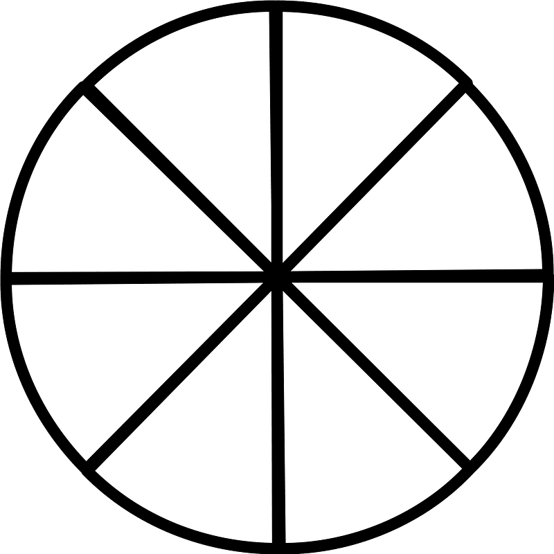 White Circle Fractions 8|8