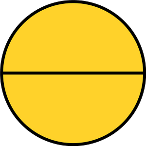 Yellow-Amber Circle Fractions 2|2