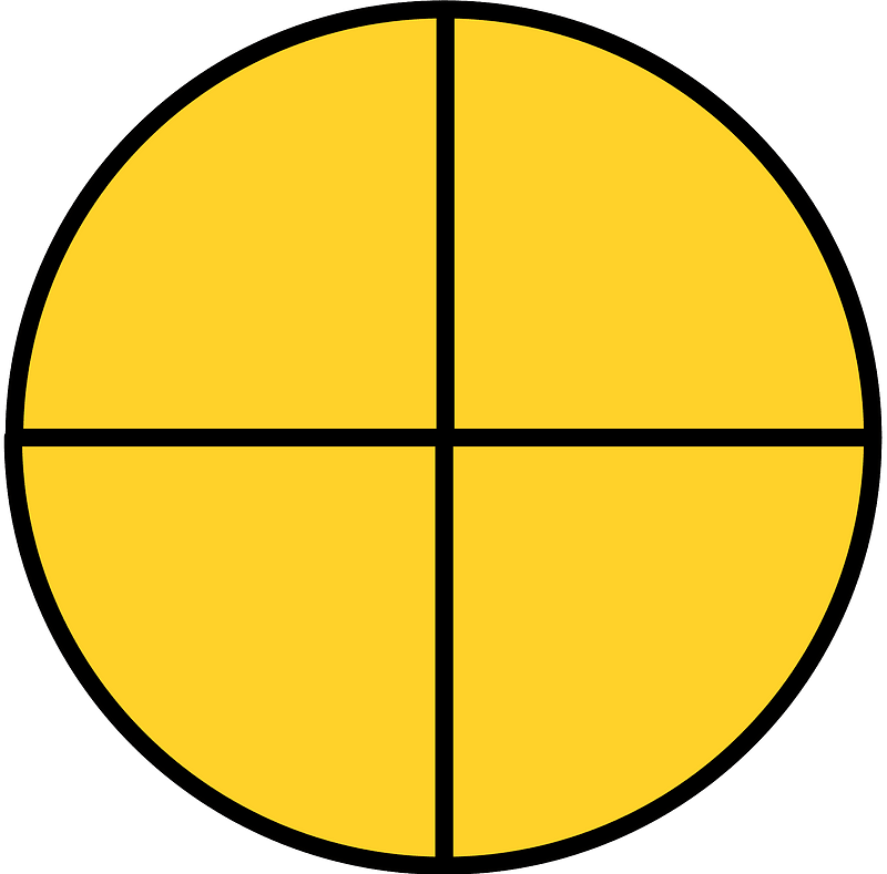 Yellow-Amber Circle Fractions 4|4