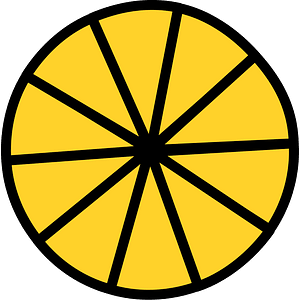 Yellow-Amber Circles Fractions 10:10