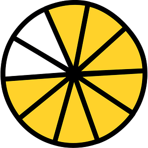 Yellow-Amber Circles Fractions 8:10