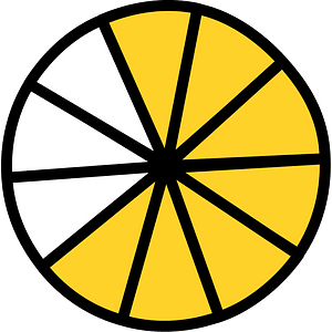 Yellow-Amber Circles Fractions 7:10