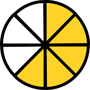 Yellow-Amber Circles Fractions 5:8