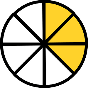 Yellow-Amber Circles Fractions 3:8