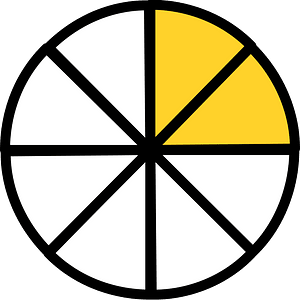 Yellow-Amber Circles Fractions 2:8