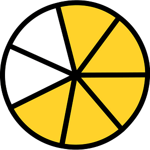 Yellow-Amber Circles Fractions 5:7
