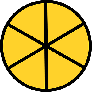 Yellow-Amber Circles Fractions 6:6