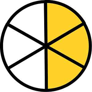 Yellow-Amber Circles Fractions 3:6