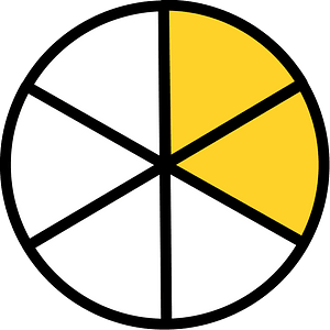 Yellow-Amber Circles Fractions 2:6