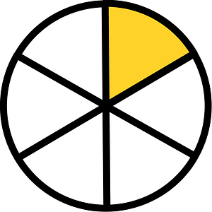 Yellow-Amber Circles Fractions 1:6
