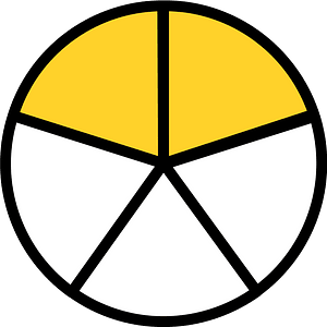 Yellow-Amber Circles Fractions 2:5