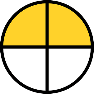 Yellow-Amber Circles Fractions 2:4