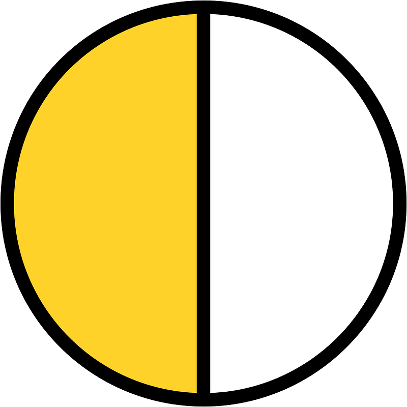 Yellow-Amber Circles Fractions 1:2