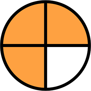 Orange Circles Fractions 3:4