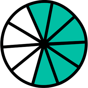 Teal-Green Circles Fractions 6:10