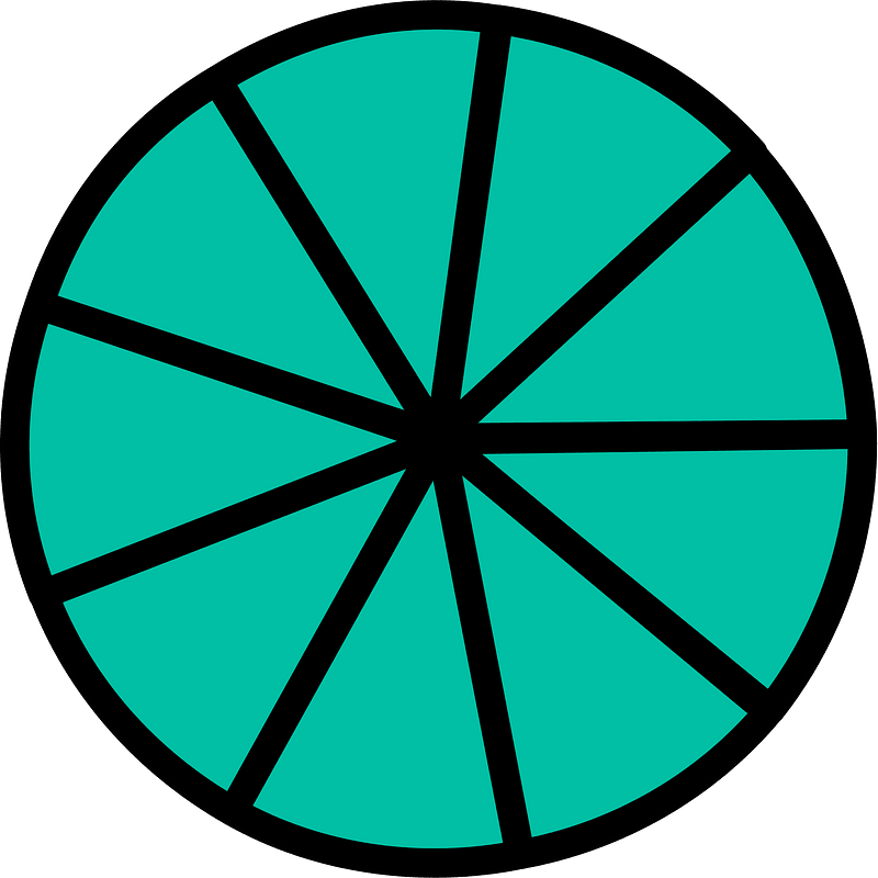 Teal-Green Circles Fractions 9:9