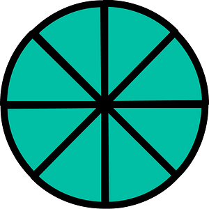 Teal-Green Circles Fractions 8:8