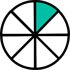 Teal-Green Circles Fractions 1:8
