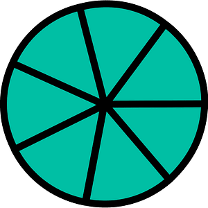 Teal-Green Circles Fractions 7:7
