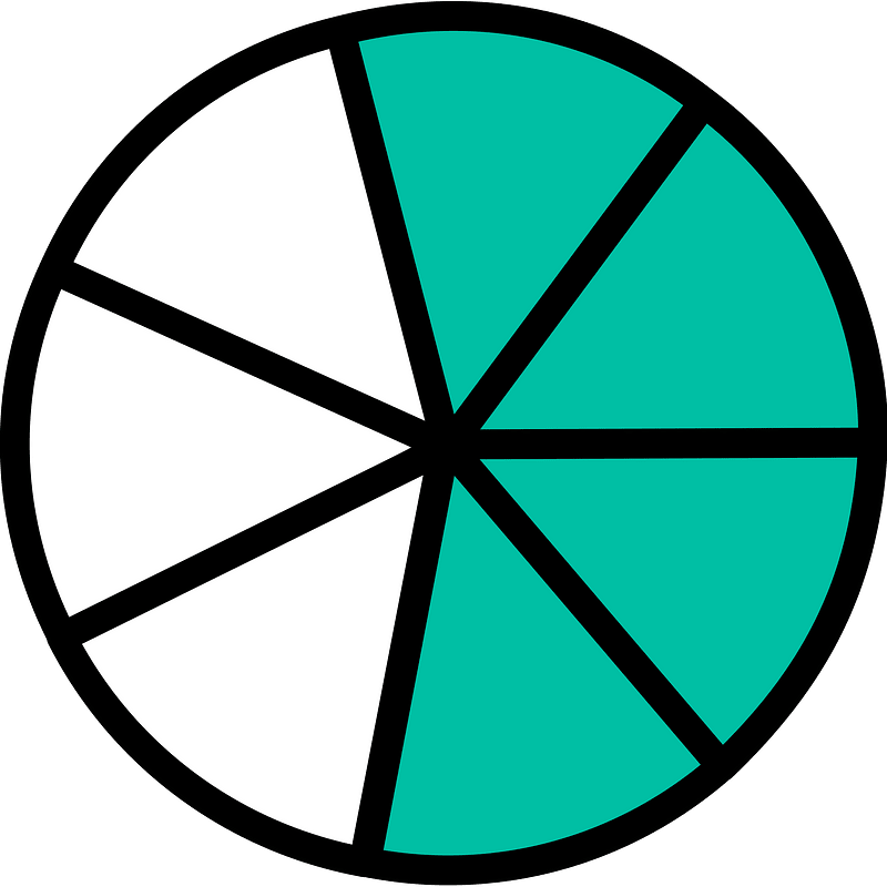 Teal-Green Circles Fractions 4:7