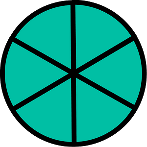 Teal-Green Circles Fractions 6:6