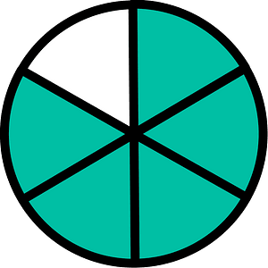 Teal-Green Circles Fractions 5:6