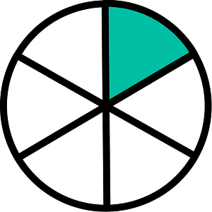Teal-Green Circles Fractions 1:6