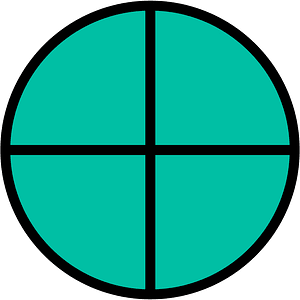 Teal-Green Circles Fractions 4:4
