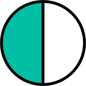 Teal-Green Circles Fractions 1:2