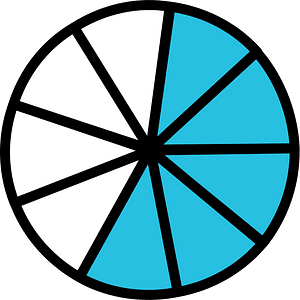 Cerulean-Blue Circles Fractions 5:9
